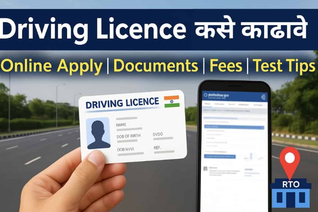 ड्रायव्हिंग लायसन्स कसे काढावे? Online Apply, Fees, Test (2025) 3 ड्रायव्हिंग लायसन्स कसे काढावे